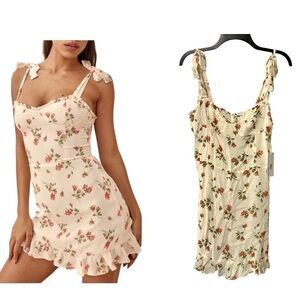 Reformation Christine Florence Roses Sweetheart Mini Ruffle Dress Size 12 NWT